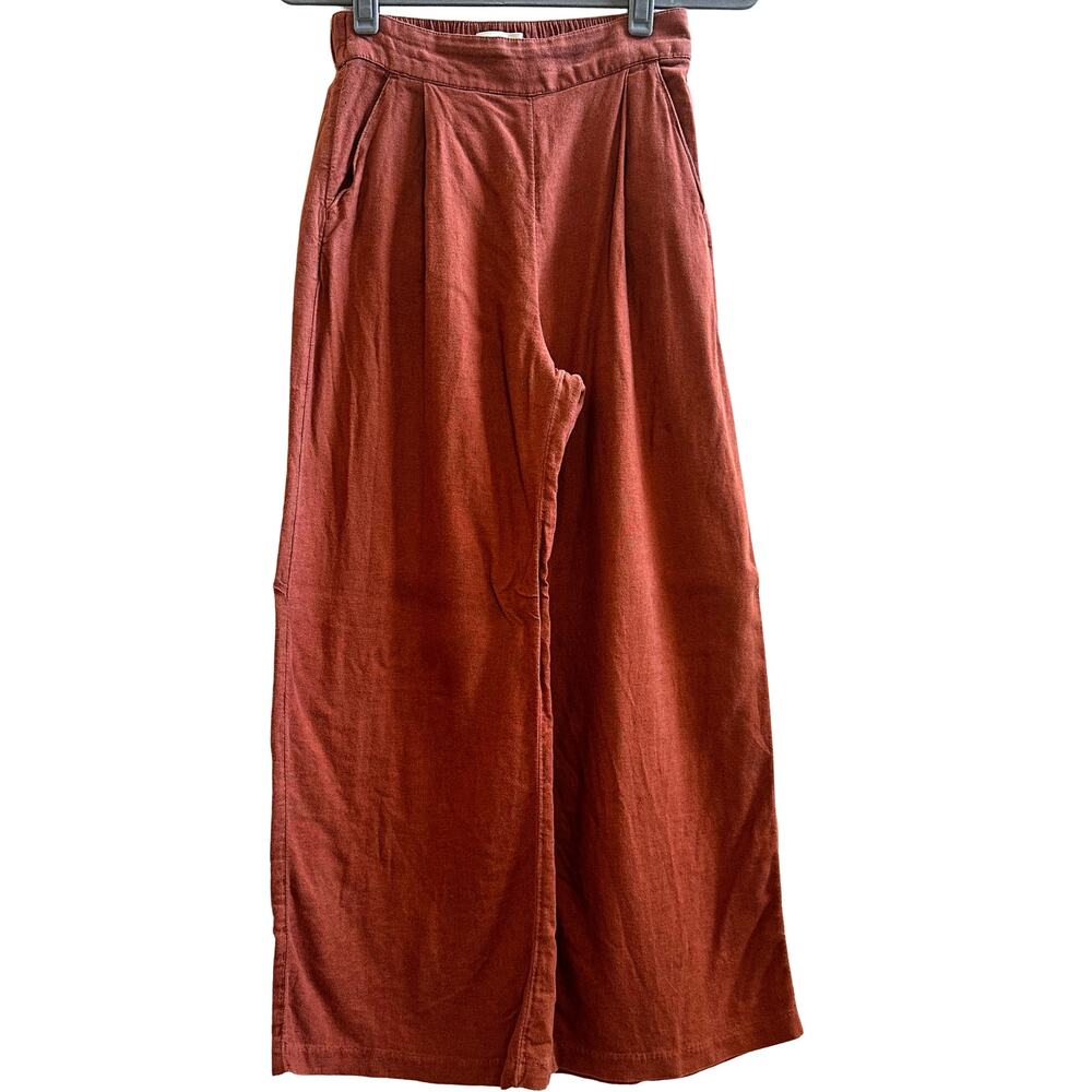 Abercrombie Linen Wide Leg Pants Rust Small